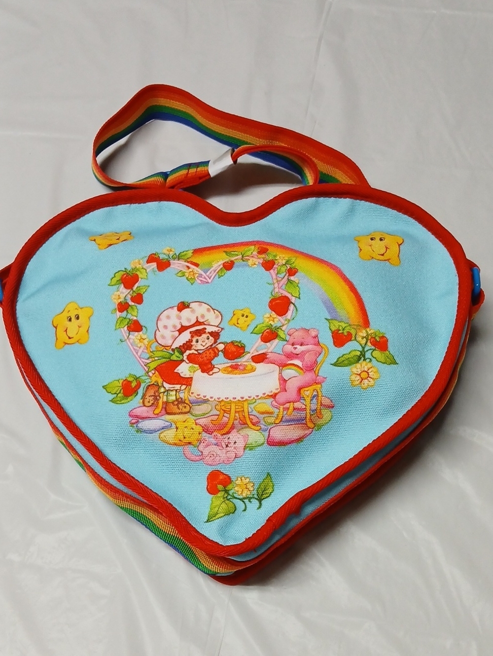 Dolls Kill Care Bears x Strawberry Shortcake Canvas Heart-Shaped Bag Purse